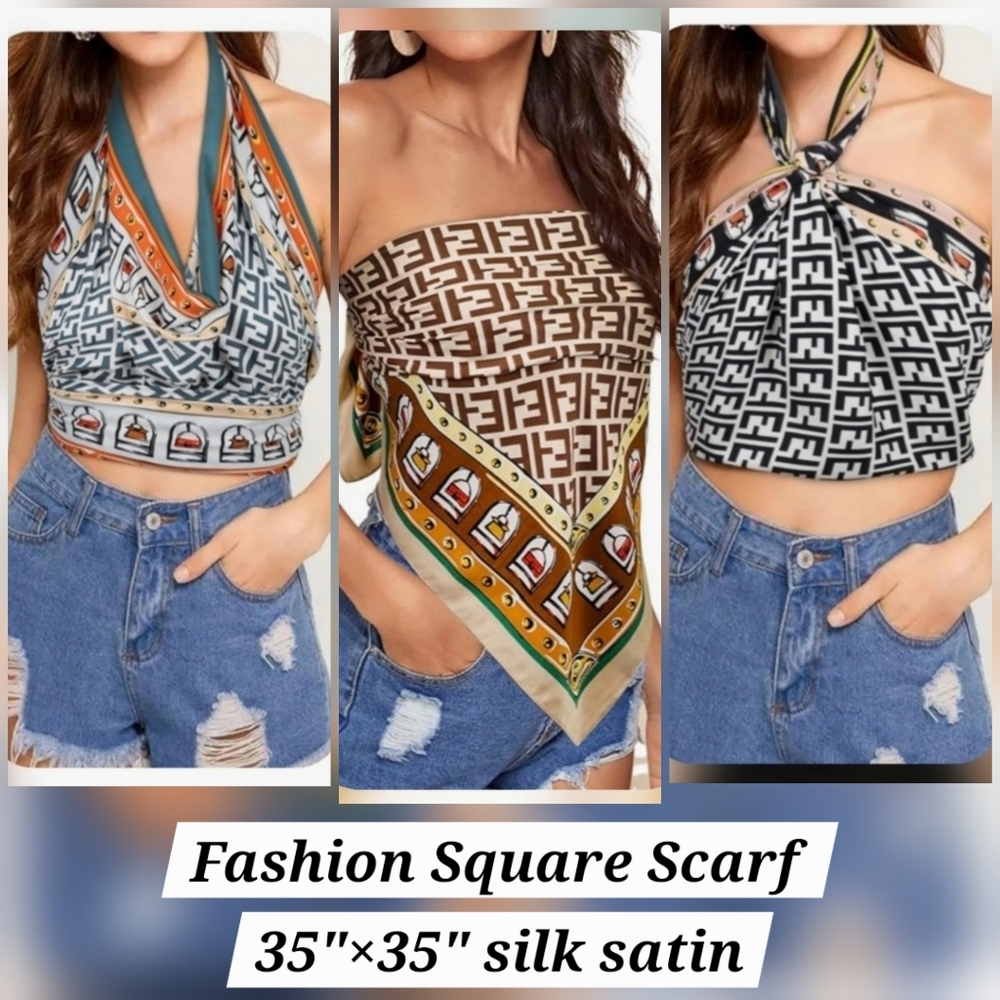 1pc Stylish Satin Silk Square Scarf